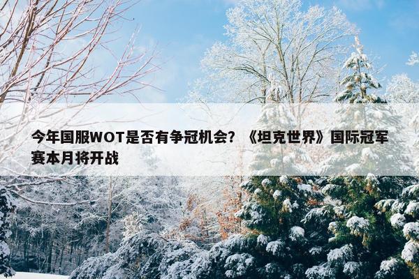 今年国服WOT是否有争冠机会？《坦克世界》国际冠军赛本月将开战