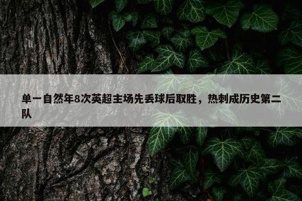 单一自然年8次英超主场先丢球后取胜，热刺成历史第二队