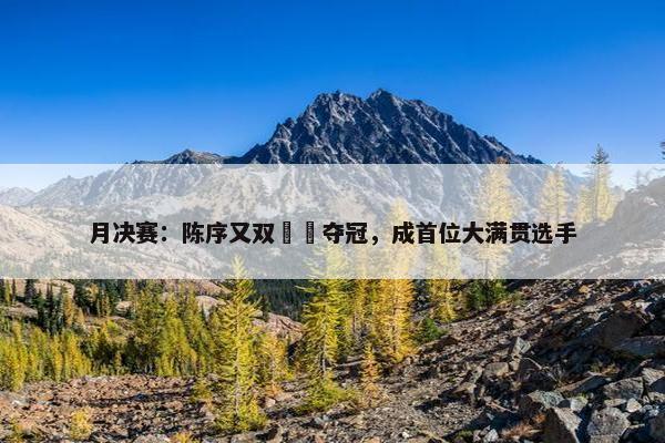 月决赛：陈序又双叒叕夺冠，成首位大满贯选手