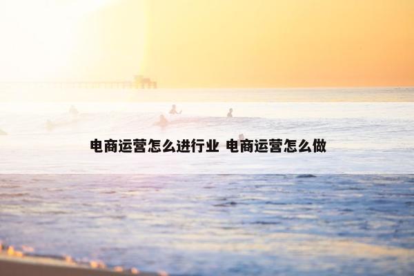 电商运营怎么进行业 电商运营怎么做