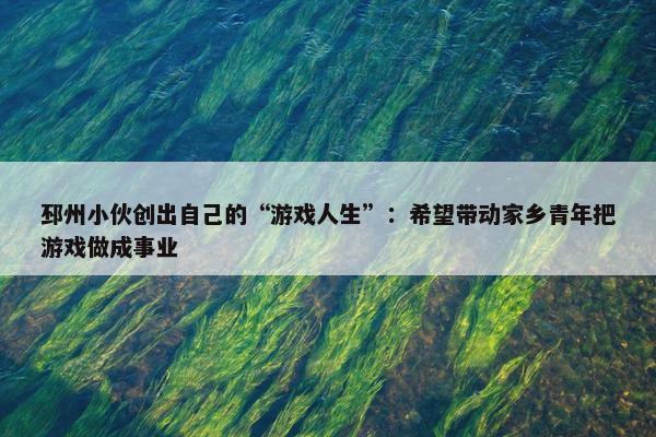 邳州小伙创出自己的“游戏人生”：希望带动家乡青年把游戏做成事业