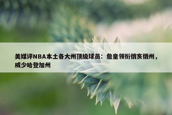 美媒评NBA本土各大州顶级球员：詹皇领衔俄亥俄州，威少哈登加州