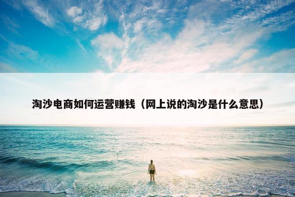 淘沙电商如何运营赚钱（网上说的淘沙是什么意思）