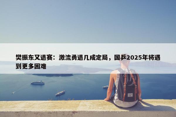 樊振东又退赛：激流勇退几成定局，国乒2025年将遇到更多困难