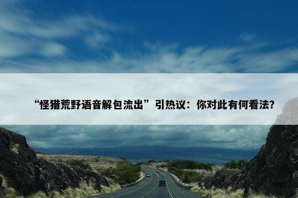 “怪猎荒野语音解包流出”引热议：你对此有何看法？