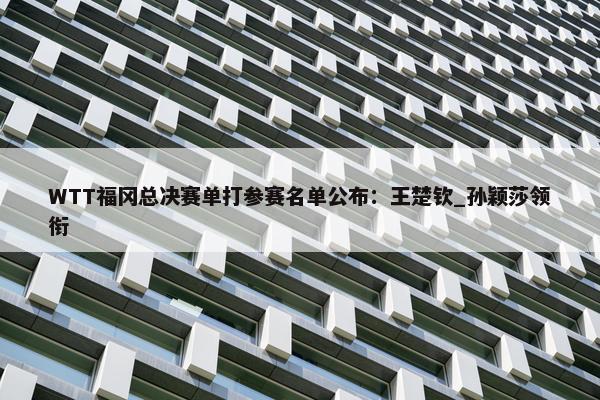 WTT福冈总决赛单打参赛名单公布：王楚钦_孙颖莎领衔