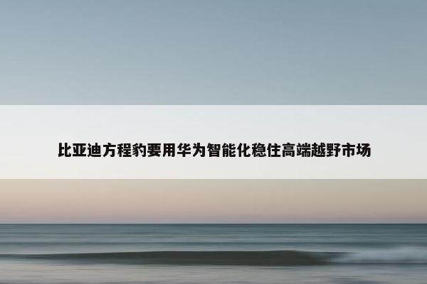 比亚迪方程豹要用华为智能化稳住高端越野市场