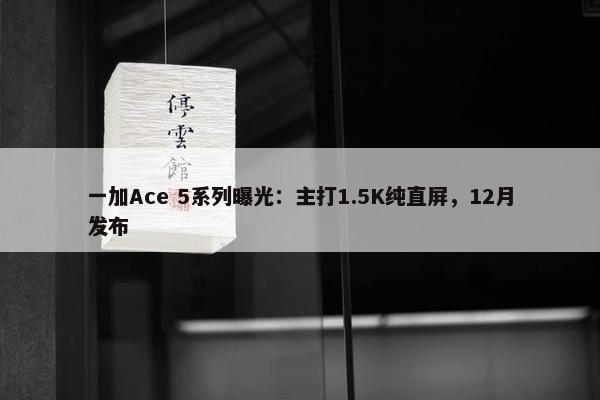 一加Ace 5系列曝光：主打1.5K纯直屏，12月发布