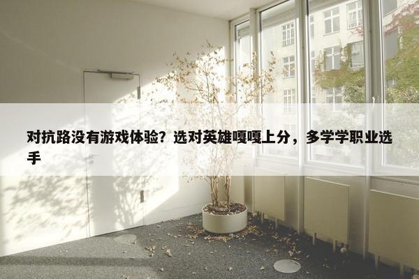 对抗路没有游戏体验？选对英雄嘎嘎上分，多学学职业选手