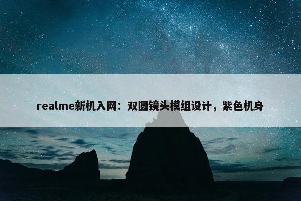 realme新机入网：双圆镜头模组设计，紫色机身