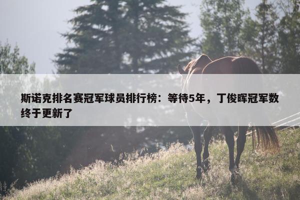 斯诺克排名赛冠军球员排行榜：等待5年，丁俊晖冠军数终于更新了