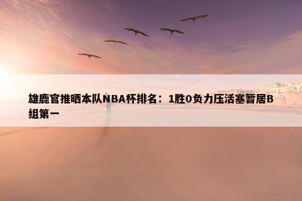 雄鹿官推晒本队NBA杯排名：1胜0负力压活塞暂居B组第一