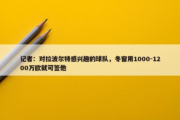 记者：对拉波尔特感兴趣的球队，冬窗用1000-1200万欧就可签他