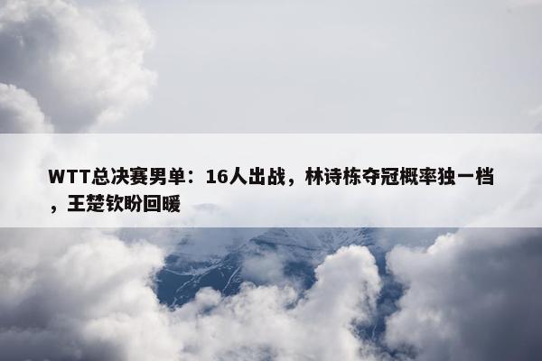 WTT总决赛男单：16人出战，林诗栋夺冠概率独一档，王楚钦盼回暖