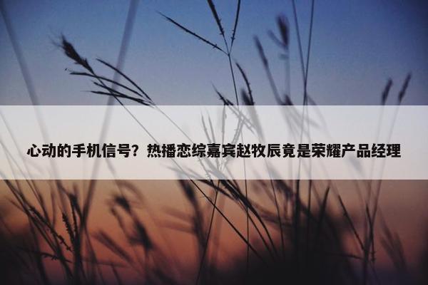 心动的手机信号？热播恋综嘉宾赵牧辰竟是荣耀产品经理