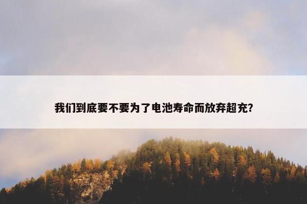 我们到底要不要为了电池寿命而放弃超充？