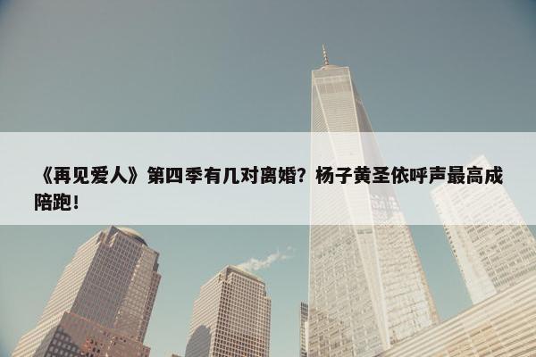 《再见爱人》第四季有几对离婚？杨子黄圣依呼声最高成陪跑！