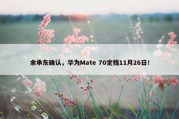 余承东确认，华为Mate 70定档11月26日！