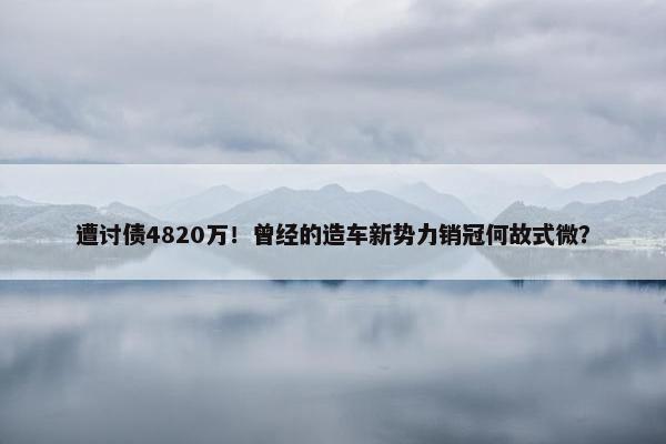 遭讨债4820万！曾经的造车新势力销冠何故式微？