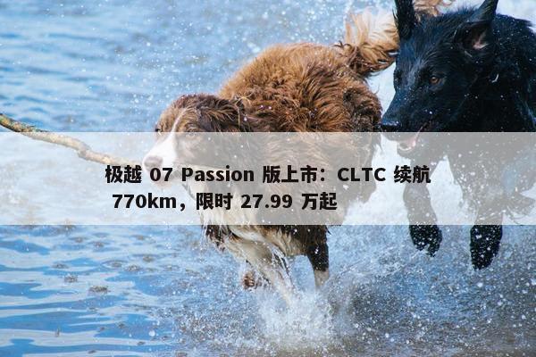 极越 07 Passion 版上市：CLTC 续航 770km，限时 27.99 万起