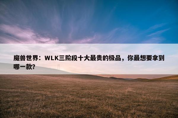 魔兽世界：WLK三阶段十大最贵的极品，你最想要拿到哪一款？