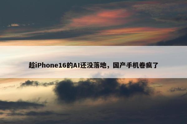 趁iPhone16的AI还没落地，国产手机卷疯了