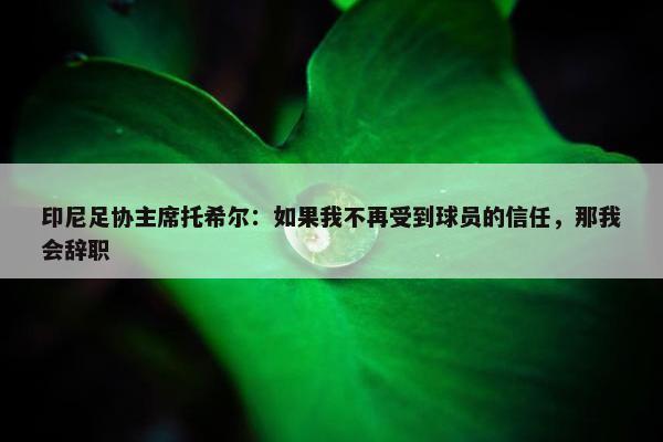 印尼足协主席托希尔：如果我不再受到球员的信任，那我会辞职