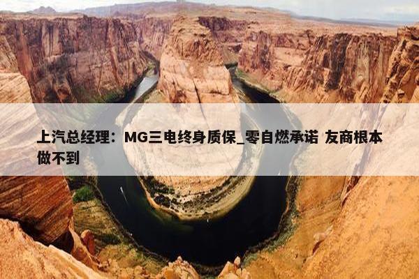 上汽总经理：MG三电终身质保_零自燃承诺 友商根本做不到