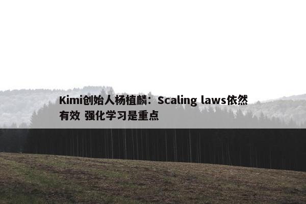 Kimi创始人杨植麟：Scaling laws依然有效 强化学习是重点