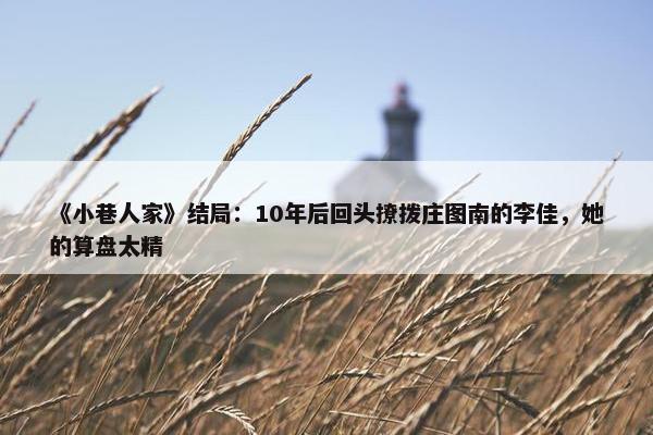 《小巷人家》结局：10年后回头撩拨庄图南的李佳，她的算盘太精