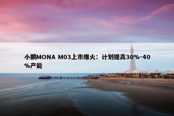 小鹏MONA M03上市爆火：计划提高30%-40%产能