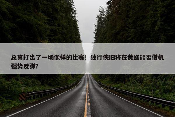 总算打出了一场像样的比赛！独行侠旧将在黄蜂能否借机强势反弹？