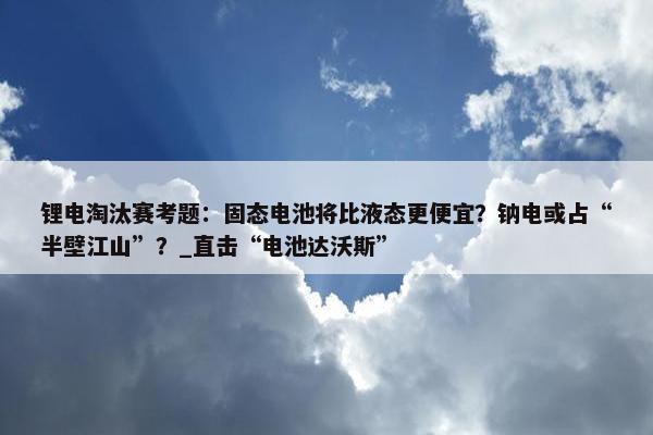 锂电淘汰赛考题：固态电池将比液态更便宜？钠电或占“半壁江山”？_直击“电池达沃斯”