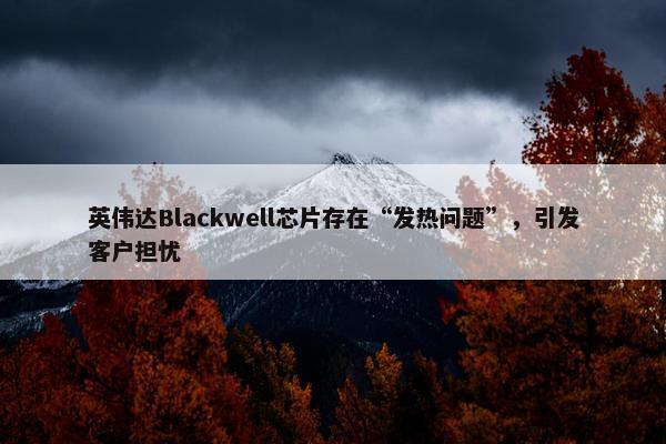 英伟达Blackwell芯片存在“发热问题”，引发客户担忧