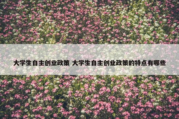 大学生自主创业政策 大学生自主创业政策的特点有哪些