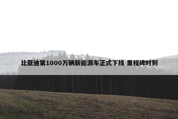 比亚迪第1000万辆新能源车正式下线 里程碑时刻