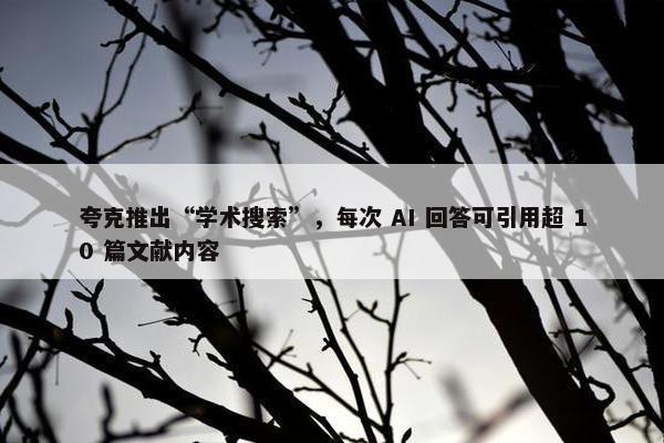 夸克推出“学术搜索”，每次 AI 回答可引用超 10 篇文献内容