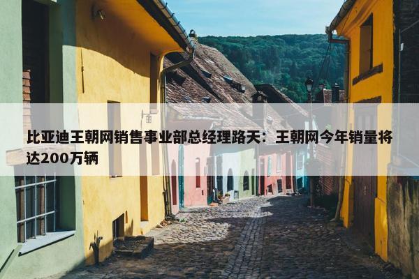 比亚迪王朝网销售事业部总经理路天：王朝网今年销量将达200万辆