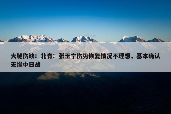 大腿伤缺！北青：张玉宁伤势恢复情况不理想，基本确认无缘中日战