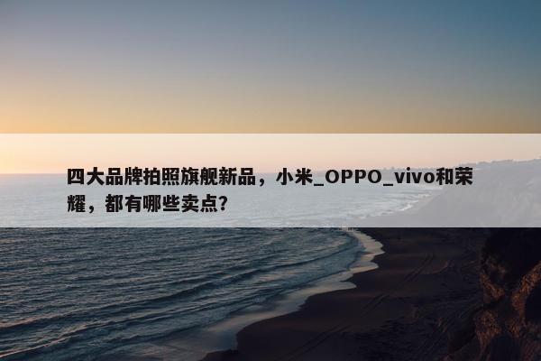 四大品牌拍照旗舰新品，小米_OPPO_vivo和荣耀，都有哪些卖点？