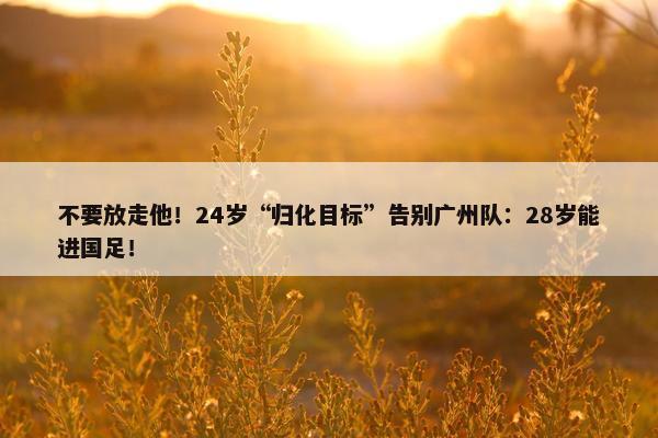 不要放走他！24岁“归化目标”告别广州队：28岁能进国足！