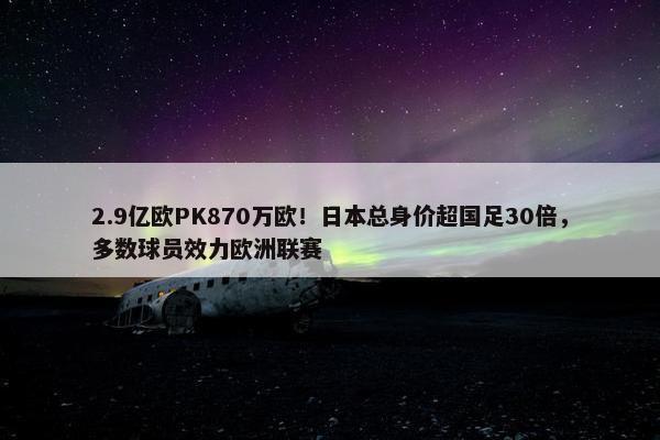 2.9亿欧PK870万欧！日本总身价超国足30倍，多数球员效力欧洲联赛