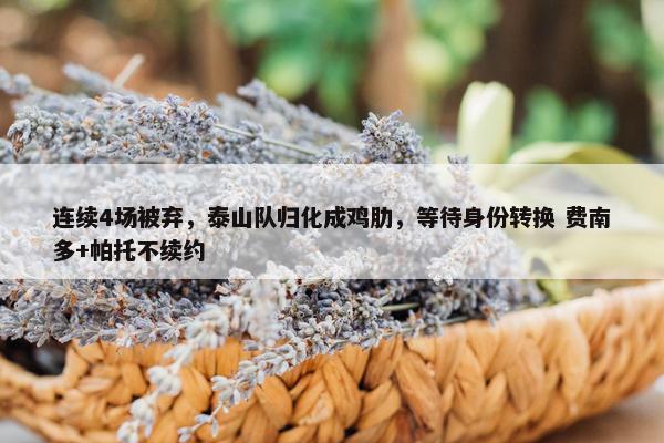 连续4场被弃，泰山队归化成鸡肋，等待身份转换 费南多+帕托不续约