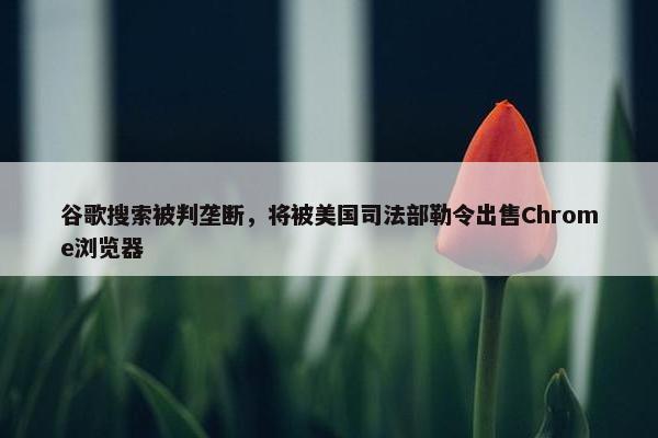 谷歌搜索被判垄断，将被美国司法部勒令出售Chrome浏览器