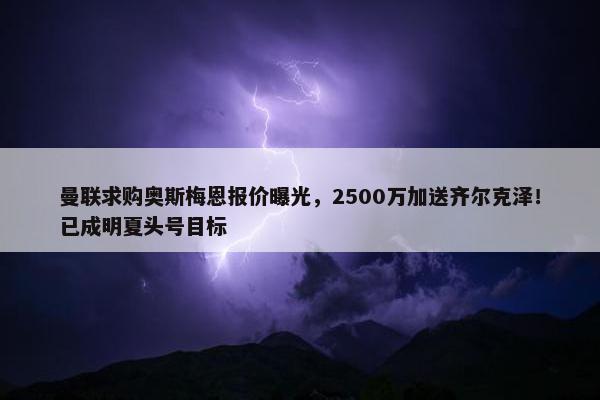 曼联求购奥斯梅恩报价曝光，2500万加送齐尔克泽！已成明夏头号目标