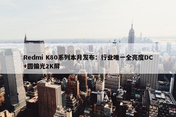 Redmi K80系列本月发布：行业唯一全亮度DC+圆偏光2K屏