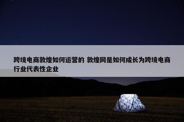 跨境电商敦煌如何运营的 敦煌网是如何成长为跨境电商行业代表性企业