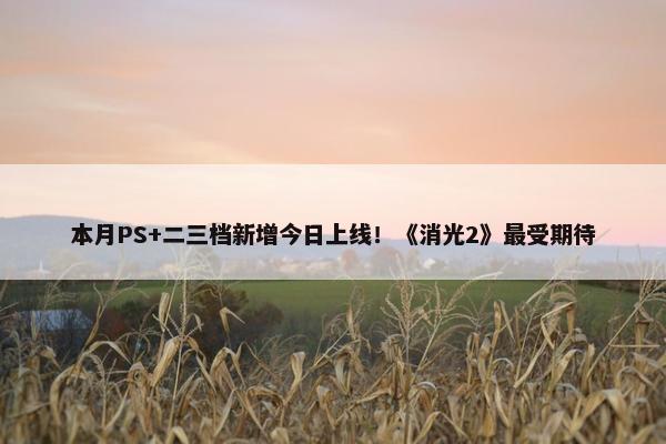 本月PS+二三档新增今日上线！《消光2》最受期待