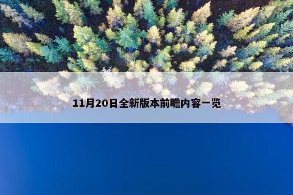 11月20日全新版本前瞻内容一览