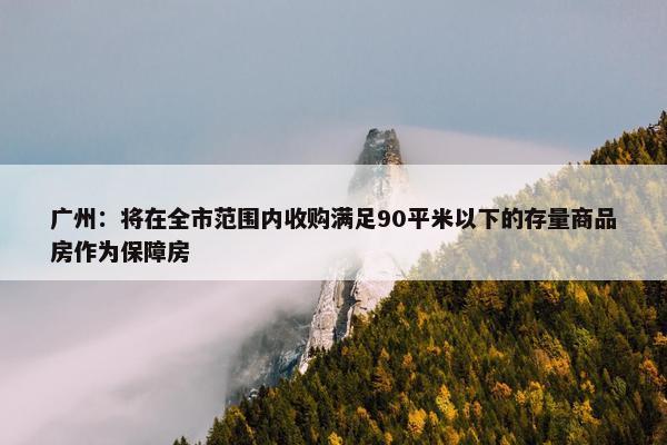 广州：将在全市范围内收购满足90平米以下的存量商品房作为保障房